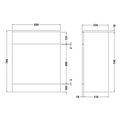 Fairford Opto 600mm Gloss White WC Unit (330mm deep)