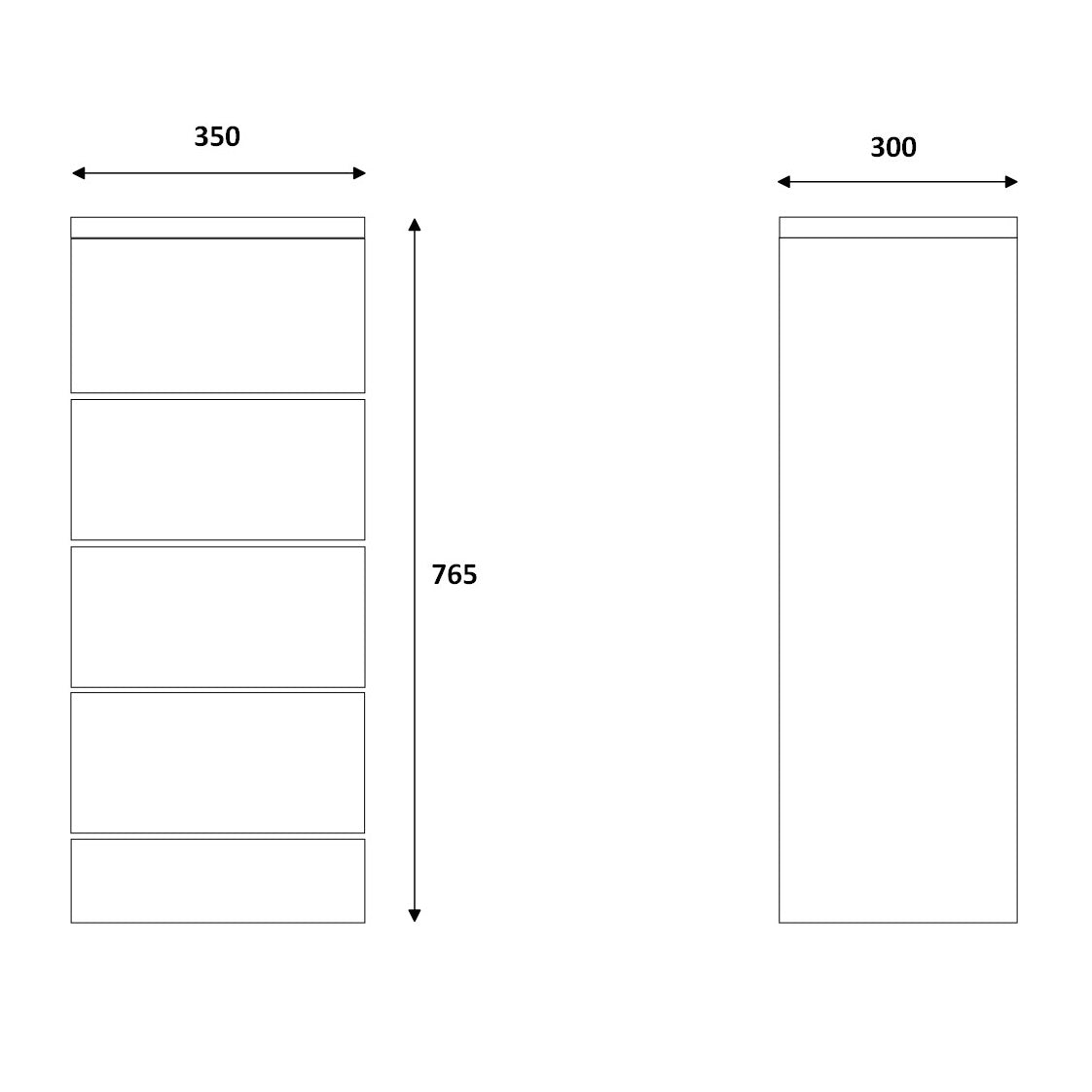 Fairford Opto 350mm Gloss White 3 Drawer Unit (300mm deep)