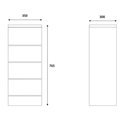 Fairford Opto 350mm Gloss White 3 Drawer Unit (300mm deep)