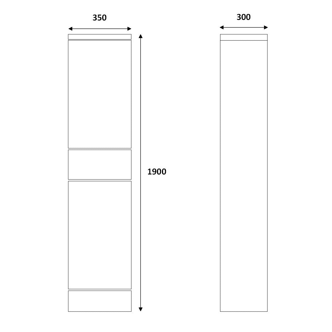 Fairford Opto 350mm x 1900mm Gloss White Cupboard (300mm deep)