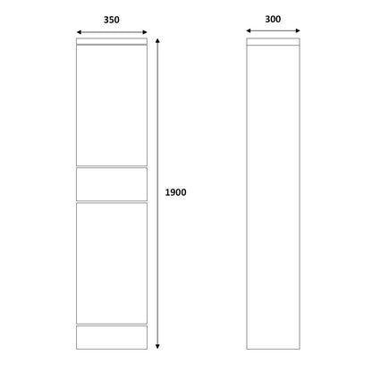Fairford Opto 350mm x 1900mm Gloss White Cupboard (300mm deep)