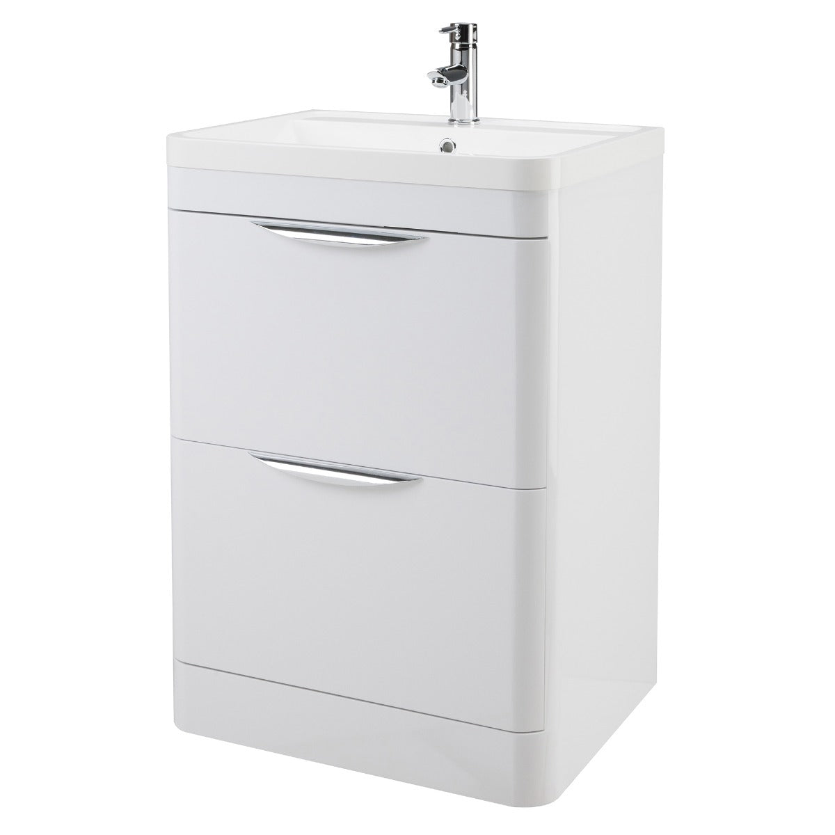 Fairford Flow Gloss White 600mm Floor Standing Vanity Unit