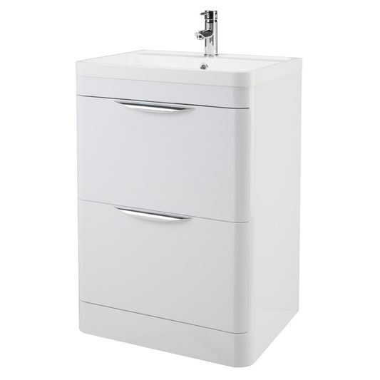 Fairford Flow Gloss White 600mm Floor Standing Vanity Unit