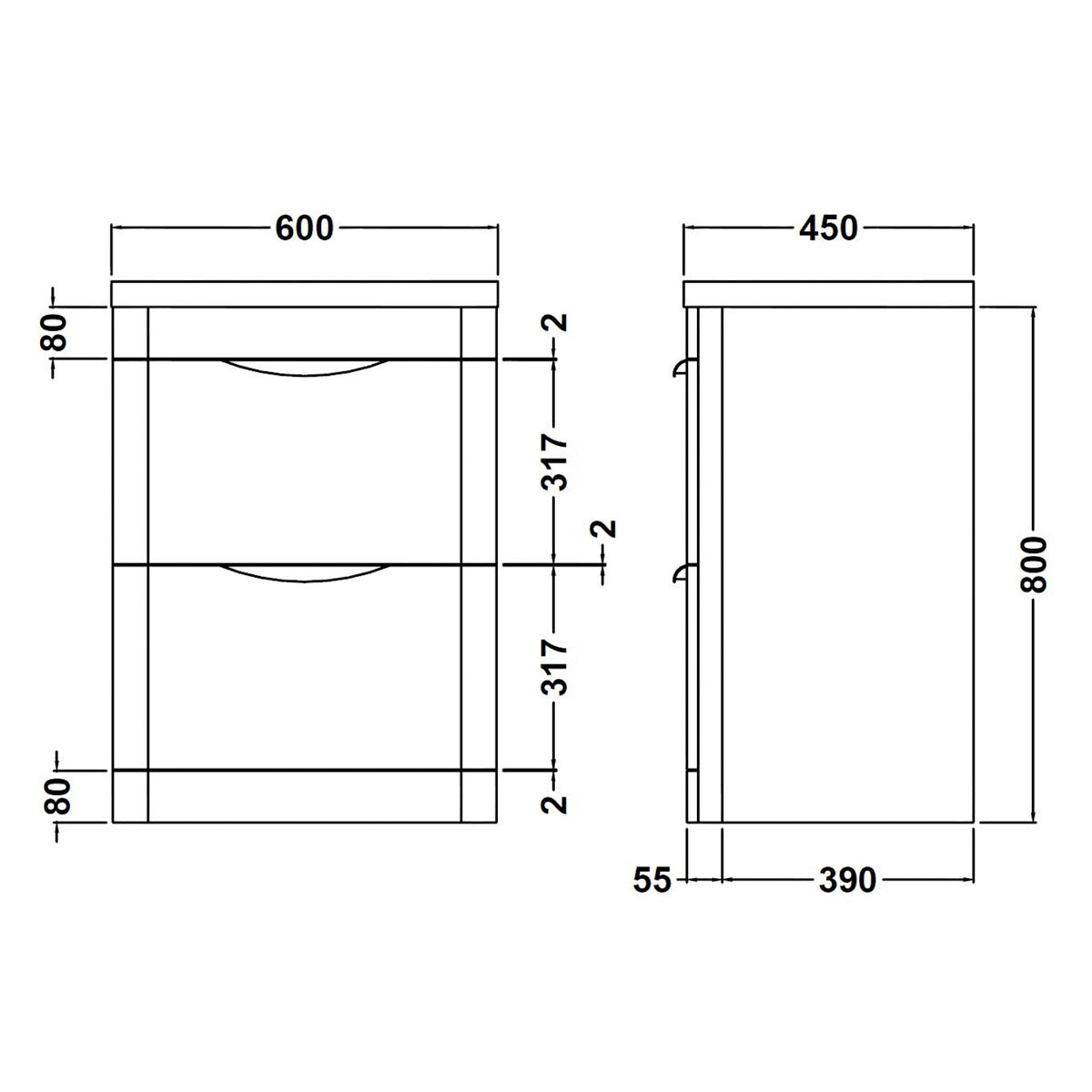 Fairford Flow Gloss White 600mm Floor Standing Vanity Unit