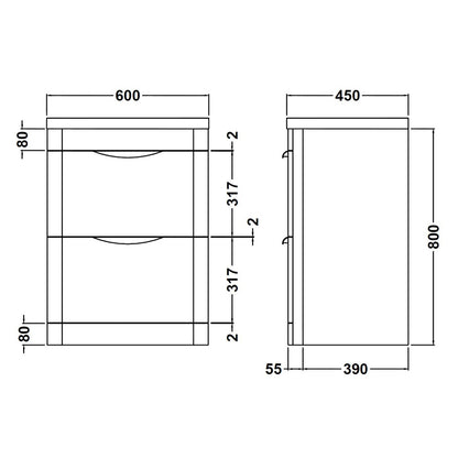 Fairford Flow Gloss White 600mm Floor Standing Vanity Unit