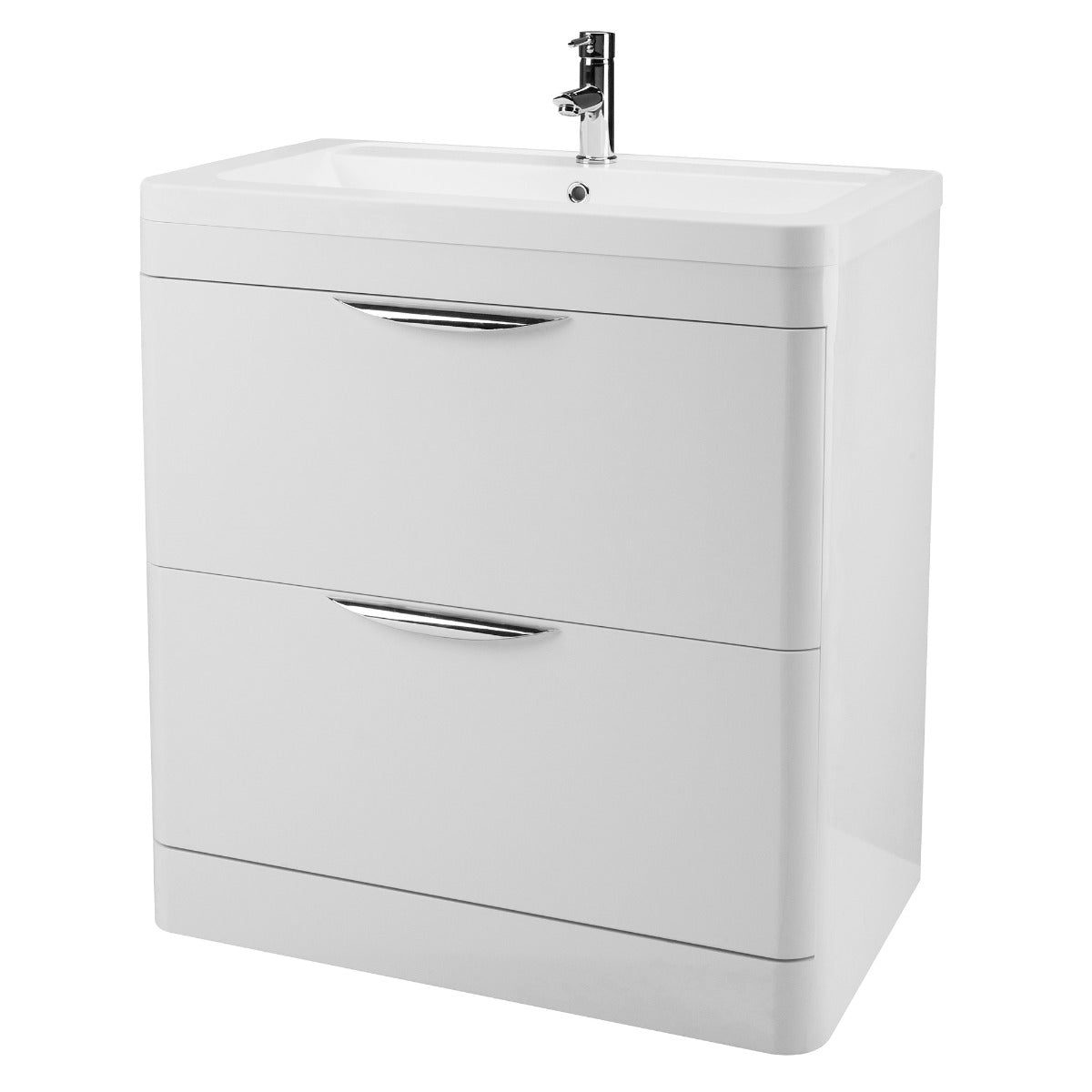 Fairford Flow Gloss White 800mm Floor Standing Vanity Unit