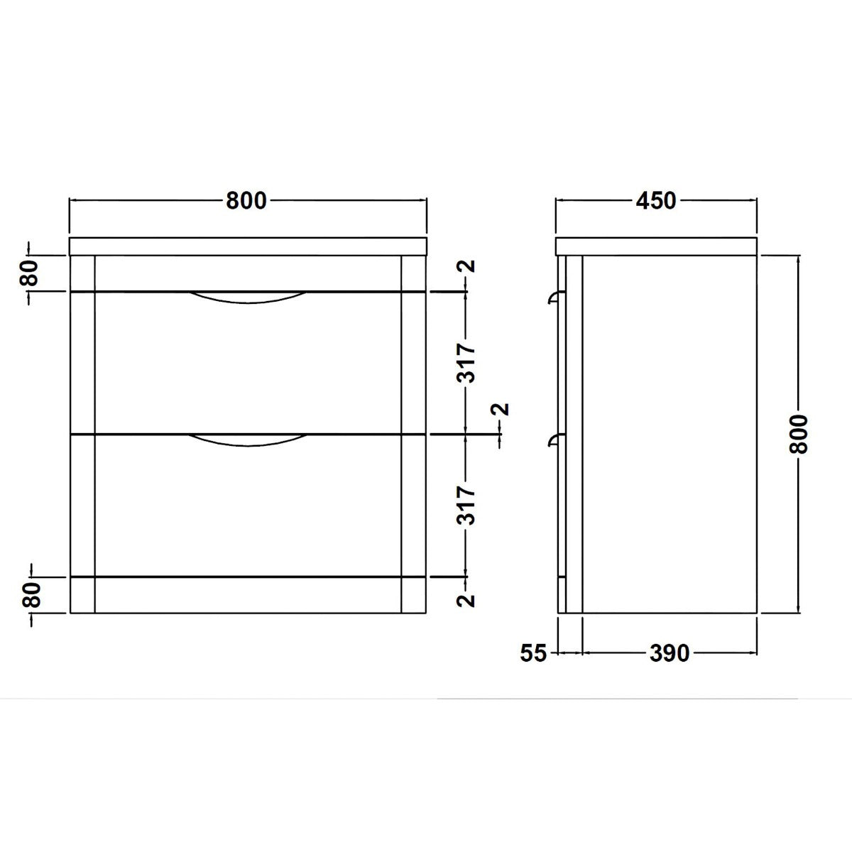 Fairford Flow Gloss White 800mm Floor Standing Vanity Unit