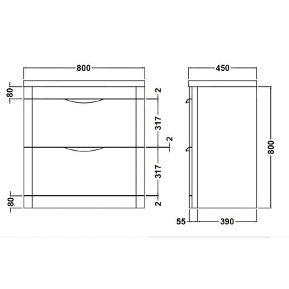 Fairford Flow Gloss White 800mm Floor Standing Vanity Unit