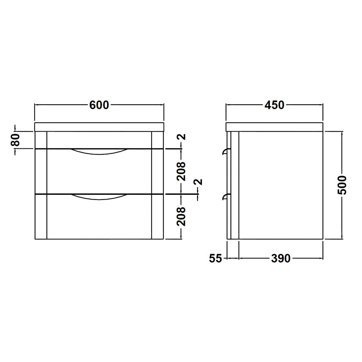Fairford Flow Gloss White 600mm Wall Hung Vanity Unit