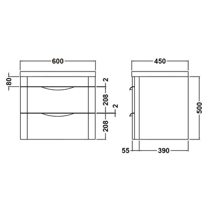 Fairford Flow Gloss White 600mm Wall Hung Vanity Unit