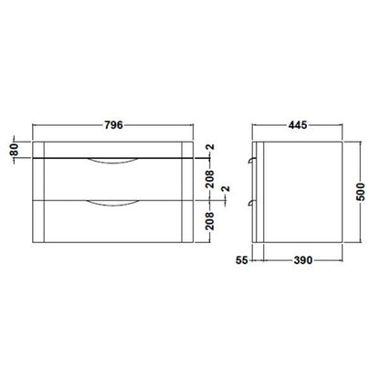 Fairford Flow Gloss White 800mm Wall Hung Vanity Unit
