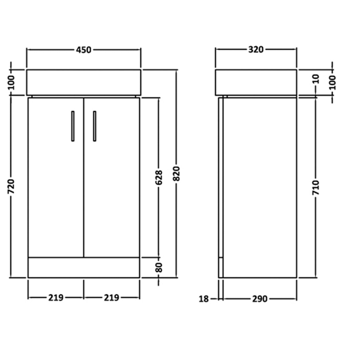 Fairford Arlo Gloss White 450mm Floorstanding Vanity Unit