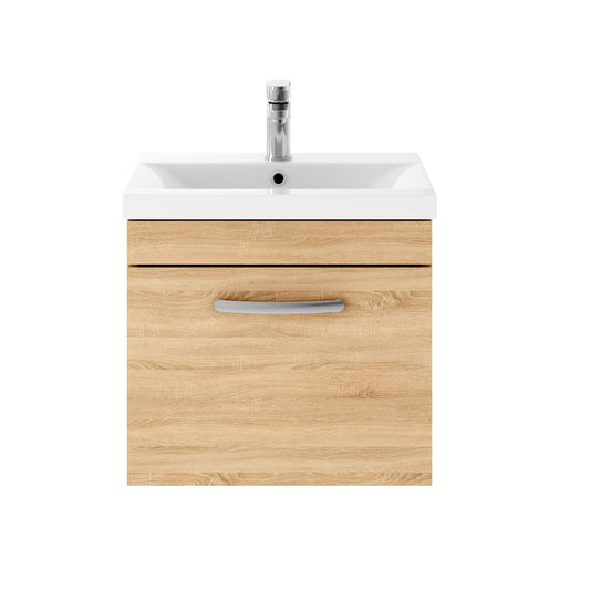 Fairford Carnation 500mm Natural Oak Wall Hung 1 Drawer Vanity Unit