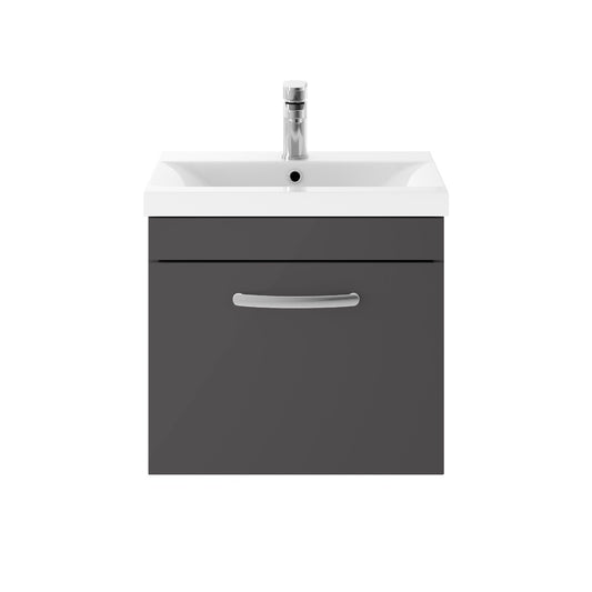Fairford Carnation 500mm Gloss Grey Wall Hung 1 Drawer Vanity Unit