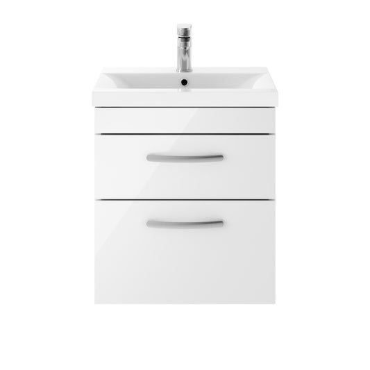 Fairford Carnation 500mm Gloss White Wall Hung 2 Drawer Vanity Unit