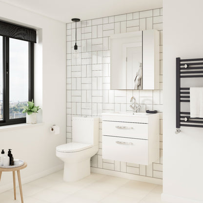 Fairford Carnation 500mm Gloss White Wall Hung 2 Drawer Vanity Unit