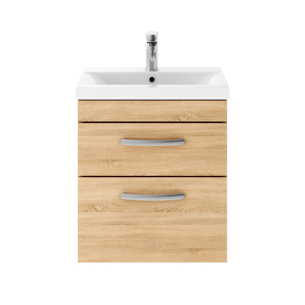 Fairford Carnation 500mm Natural Oak Wall Hung 2 Drawer Vanity Unit