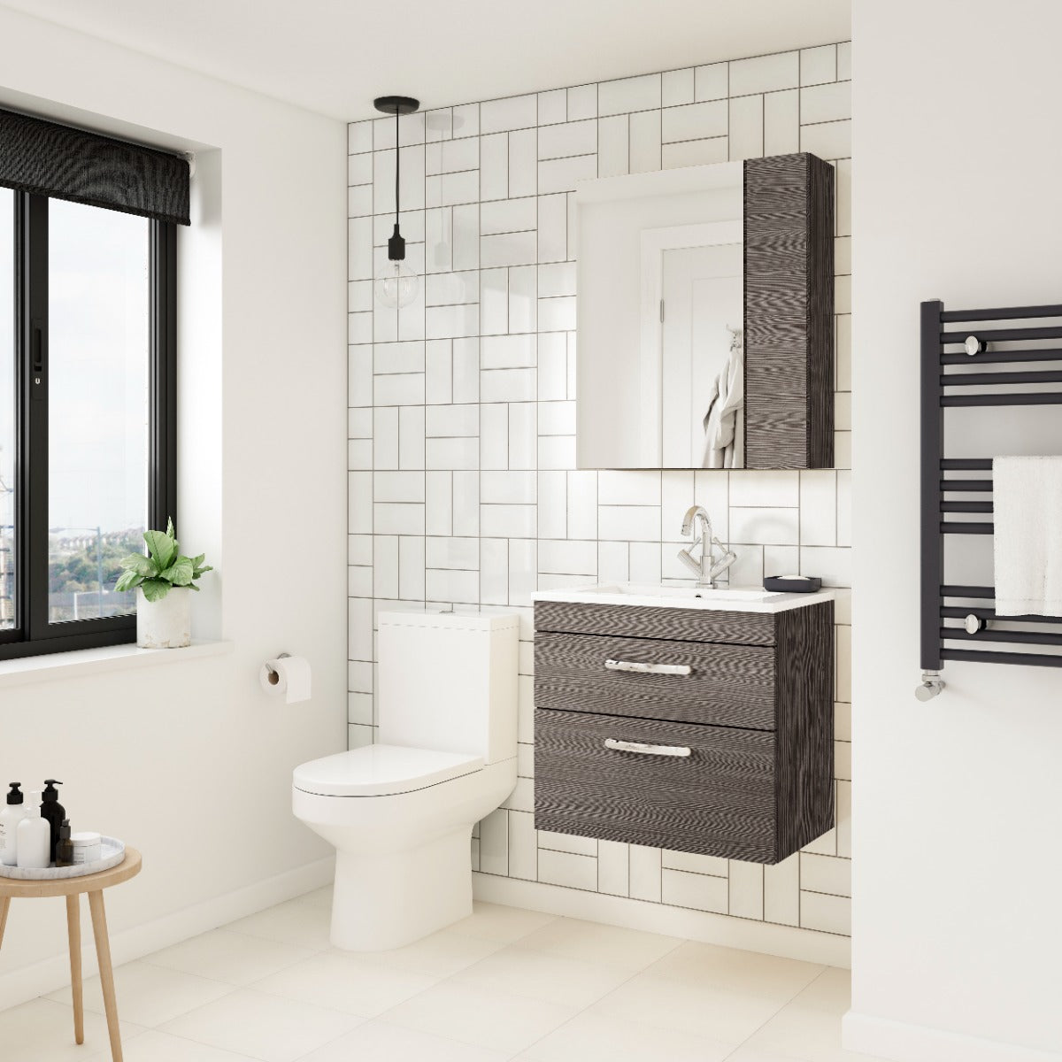 Fairford Carnation 500mm Grey Avola Wall Hung 2 Drawer Vanity Unit