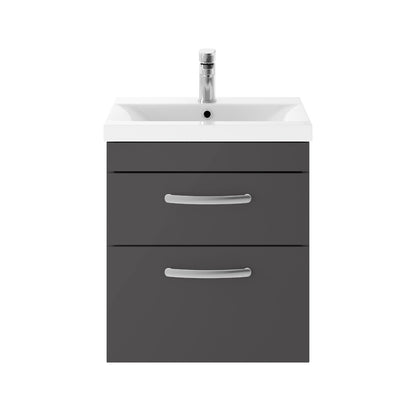 Fairford Carnation 500mm Gloss Grey Wall Hung 2 Drawer Vanity Unit