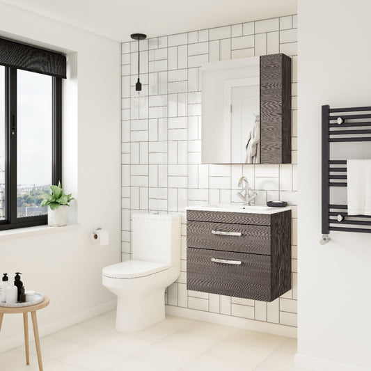 Fairford Carnation 500mm Gloss Grey Wall Hung 2 Drawer Vanity Unit