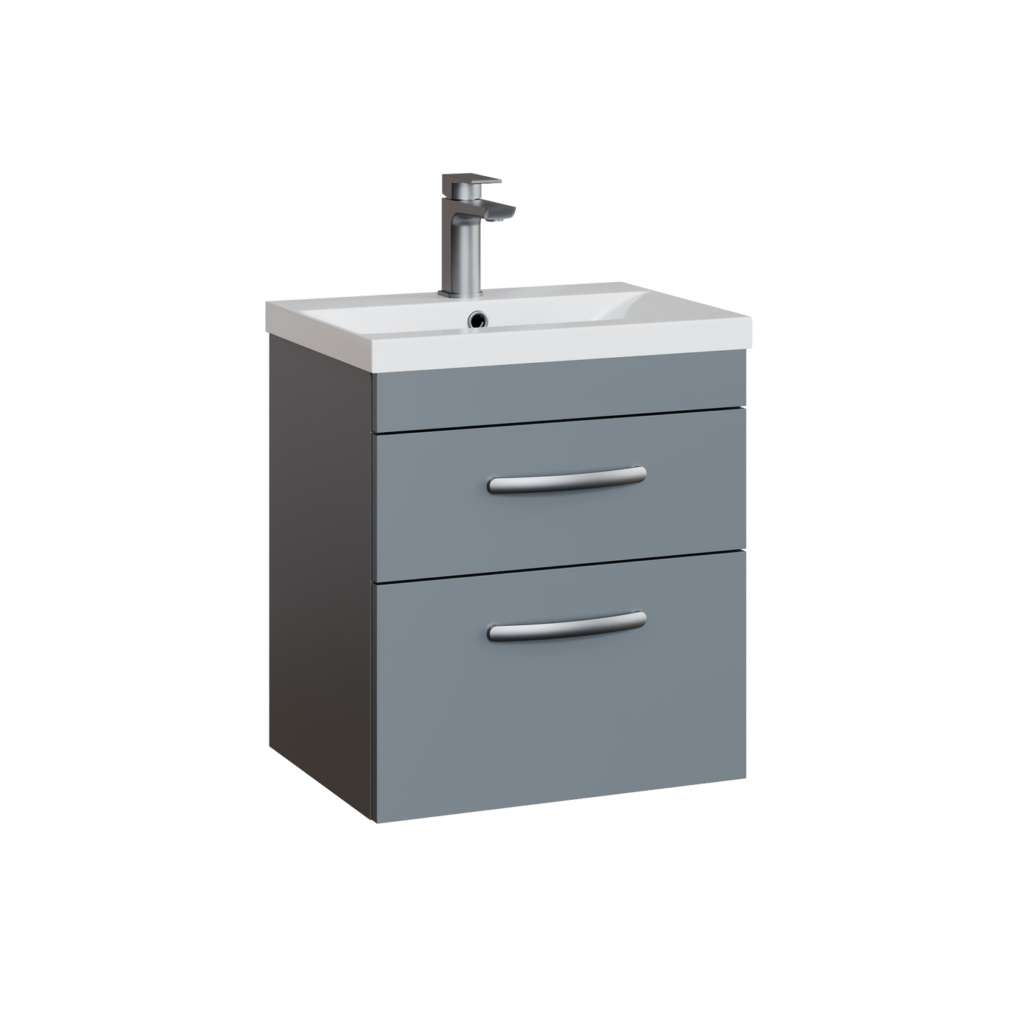 Fairford Carnation 500mm Gloss Grey Wall Hung 2 Drawer Vanity Unit