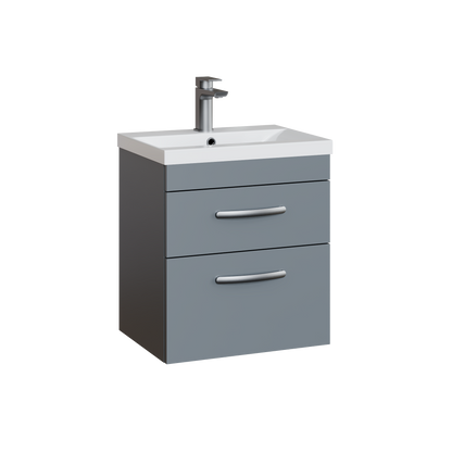 Fairford Carnation 500mm Gloss Grey Wall Hung 2 Drawer Vanity Unit