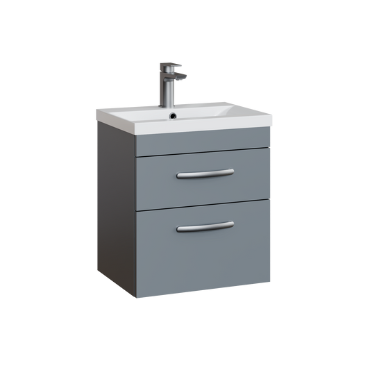 Fairford Carnation 500mm Gloss Grey Wall Hung 2 Drawer Vanity Unit