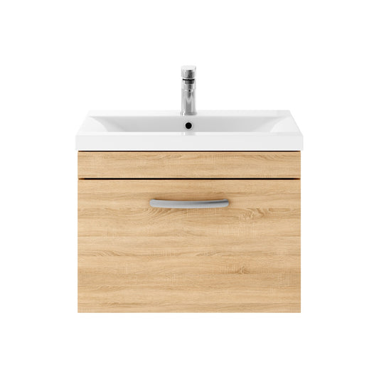 Fairford Carnation 600mm Natural Oak Wall Hung 1 Drawer Vanity Unit