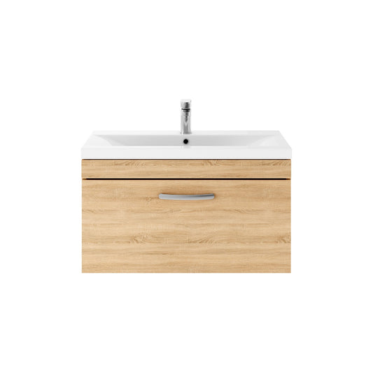 Fairford Carnation 800mm Natural Oak Wall Hung 1 Drawer Vanity Unit