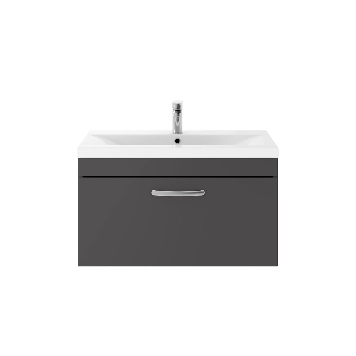 Fairford Carnation 800mm Gloss Grey Wall Hung 1 Drawer Vanity Unit