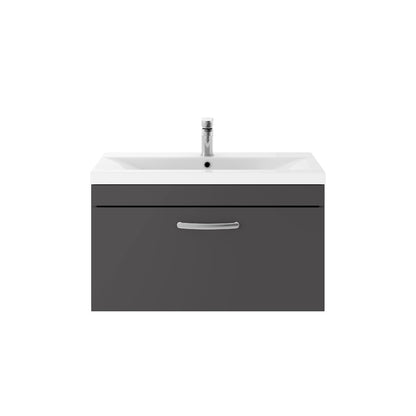 Fairford Carnation 800mm Gloss Grey Wall Hung 1 Drawer Vanity Unit