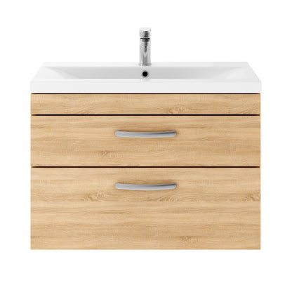 Fairford Carnation 800mm Natural Oak Wall Hung 2 Drawer Vanity Unit