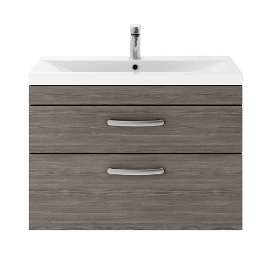 Fairford Carnation 800mm Grey Avola Wall Hung 2 Drawer Vanity Unit