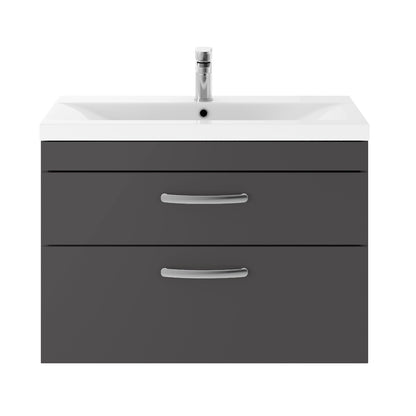 Fairford Carnation 800mm Gloss Grey Wall Hung 2 Drawer Vanity Unit