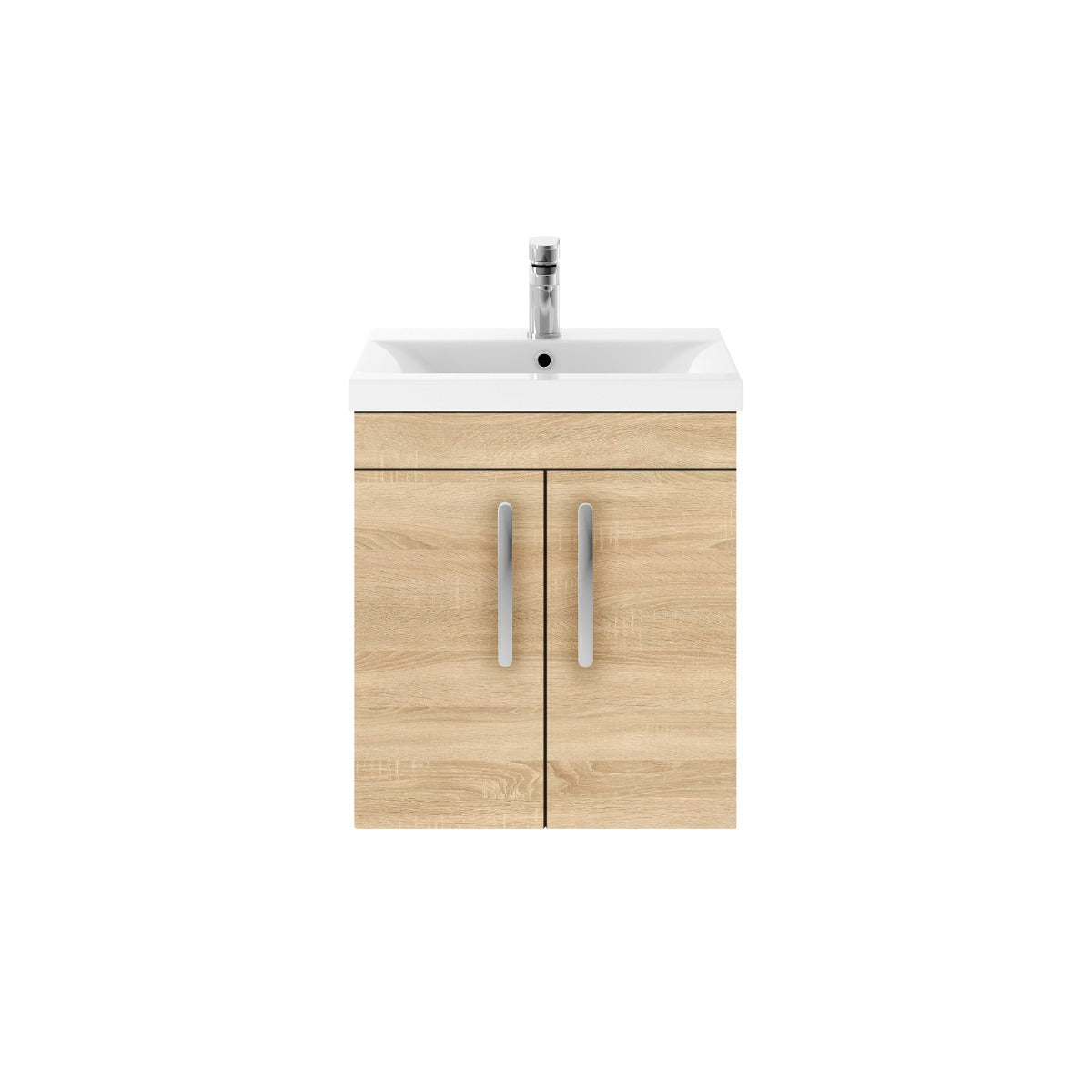 Fairford Carnation 500mm Natural Oak Wall Hung 2 Door Vanity Unit