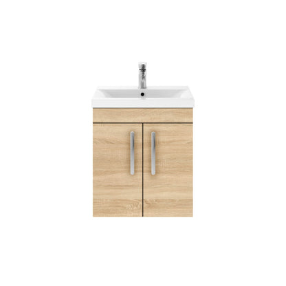 Fairford Carnation 500mm Natural Oak Wall Hung 2 Door Vanity Unit