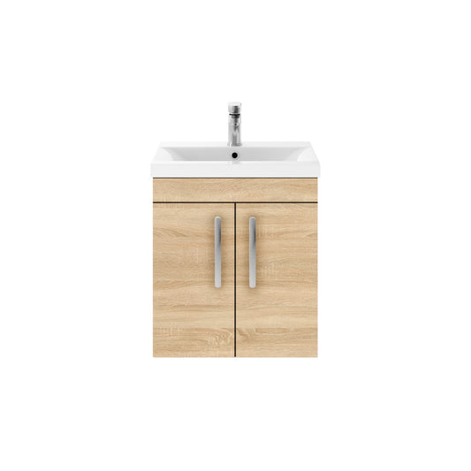Fairford Carnation 500mm Natural Oak Wall Hung 2 Door Vanity Unit