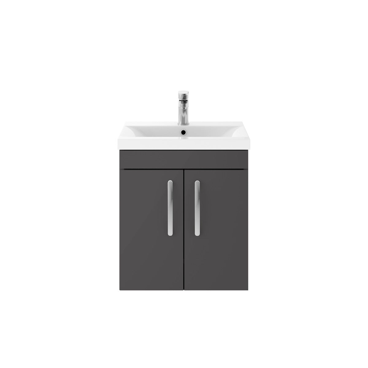 Fairford Carnation 500mm Gloss Grey Wall Hung 2 Door Vanity Unit