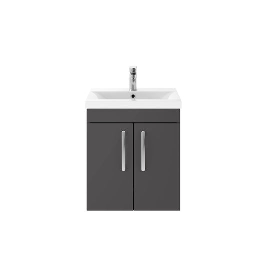 Fairford Carnation 500mm Gloss Grey Wall Hung 2 Door Vanity Unit