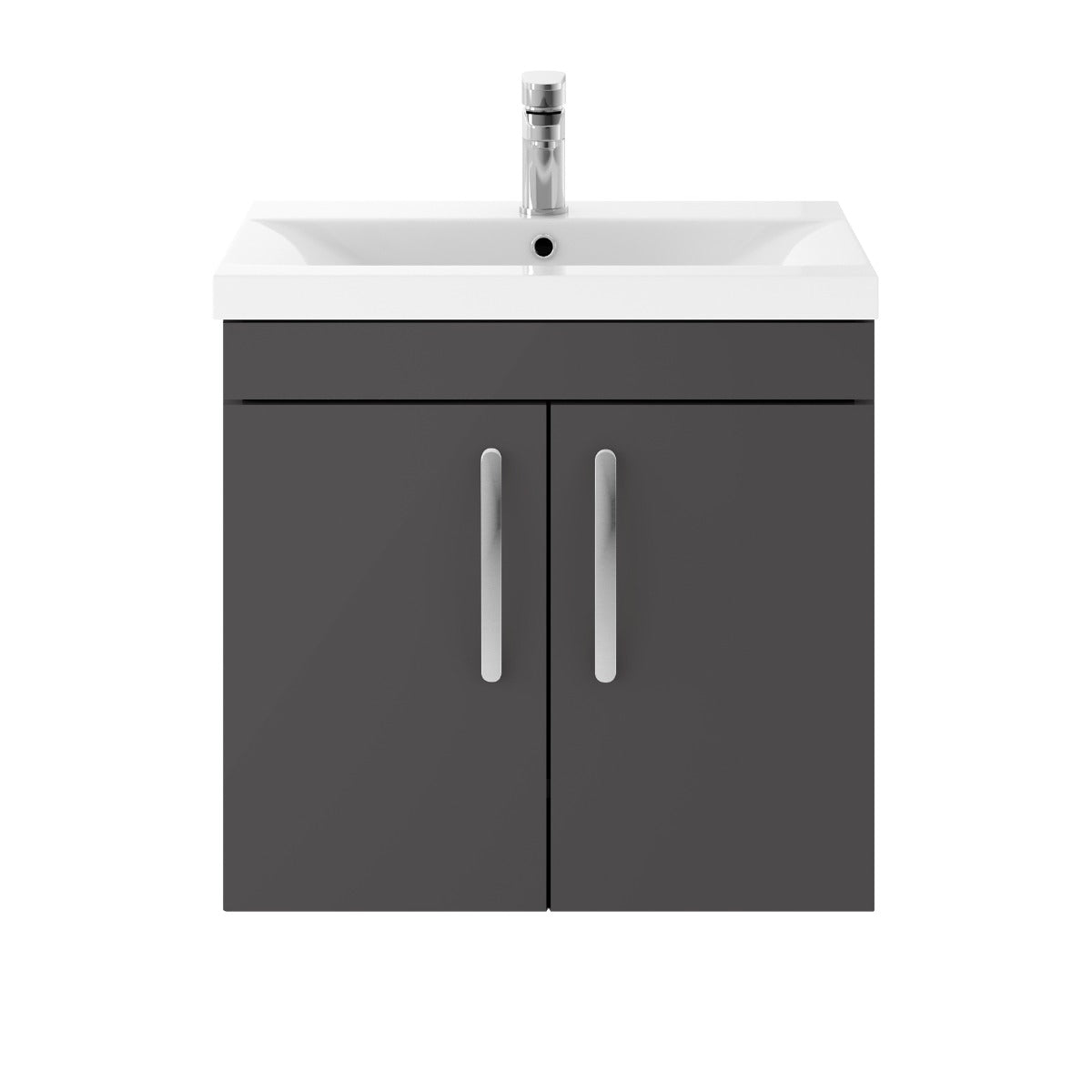 Fairford Carnation 600mm Gloss Grey Wall Hung 2 Door Vanity Unit