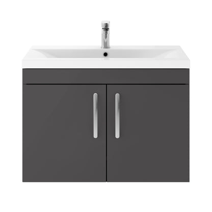 Fairford Carnation 800mm Gloss Grey Wall Hung 2 Door Vanity Unit