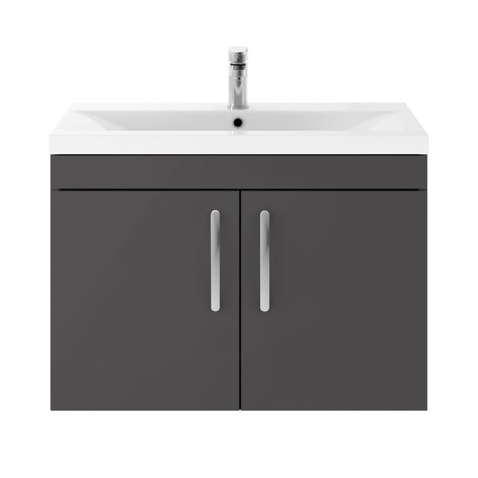 Fairford Carnation 800mm Gloss Grey Wall Hung 2 Door Vanity Unit
