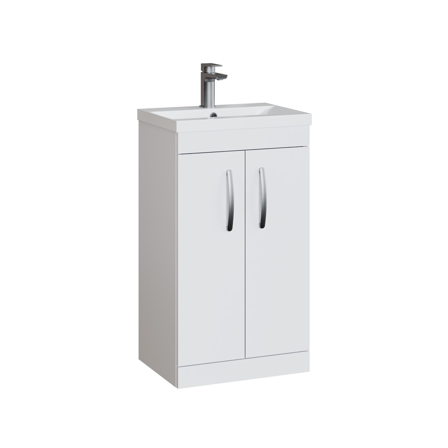 Fairford Carnation 500mm Gloss White Floor Standing 2 Door Vanity Unit, with Basin