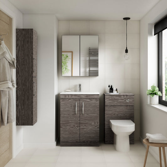 Fairford Carnation 500mm Grey Avola Floor Standing 2 Door Vanity Unit, with Basin