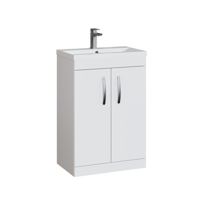 Fairford Carnation 600mm Gloss White Floor Standing 2 Door Vanity Unit, with Basin