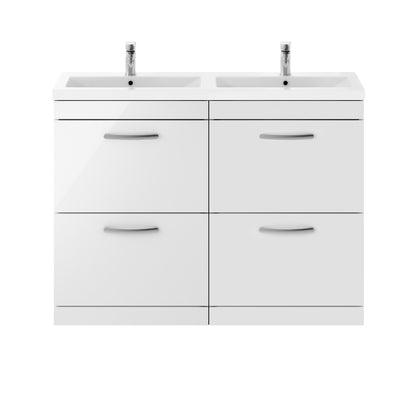 Fairford Carnation 1200mm Gloss White Floor Standing 4 Drawer Vanity Unit