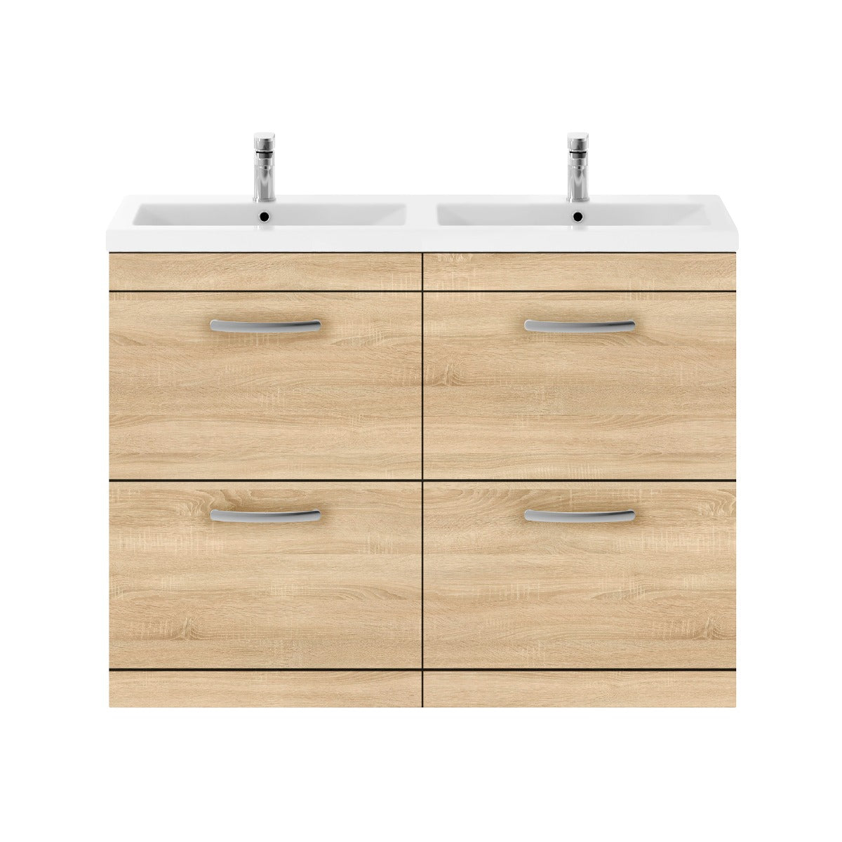 Fairford Carnation 1200mm Natural Oak Floor Standing 4 Drawer Vanity Unit