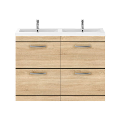 Fairford Carnation 1200mm Natural Oak Floor Standing 4 Drawer Vanity Unit