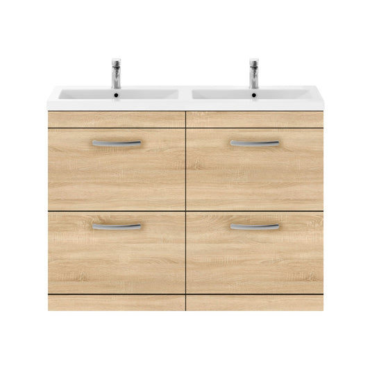Fairford Carnation 1200mm Natural Oak Floor Standing 4 Drawer Vanity Unit