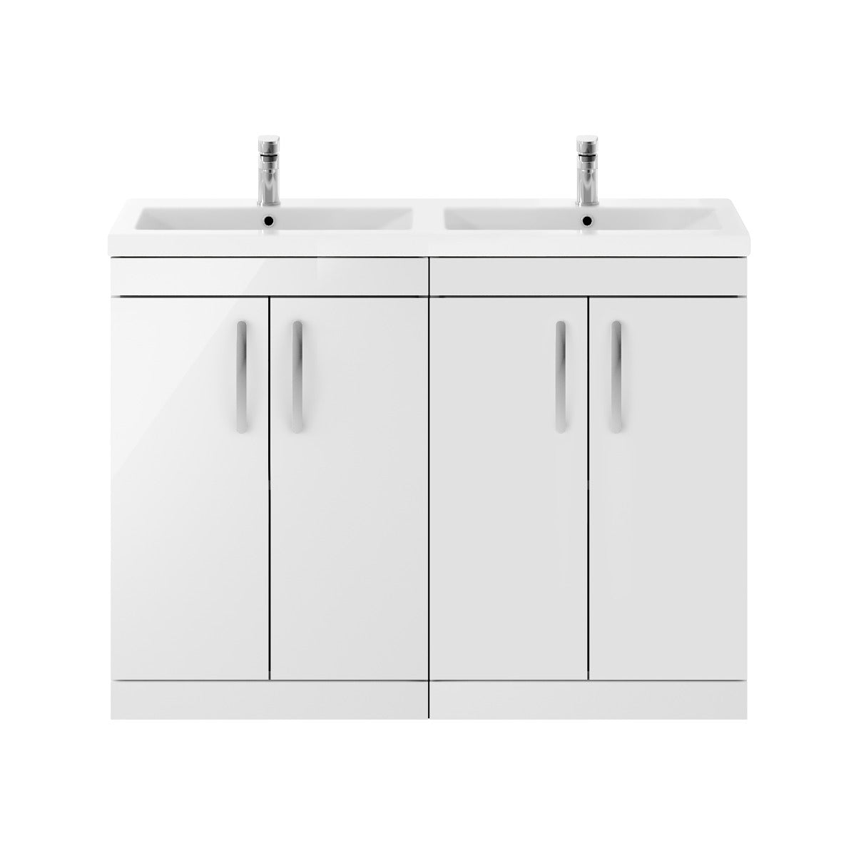 Fairford Carnation 1200mm Gloss White Floor Standing 4 Door Vanity Unit